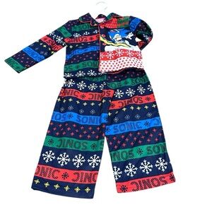 Sonic the Hedgehog Toddler Pajamas 2T Christmas Holiday Flame Resistant Set NEW
